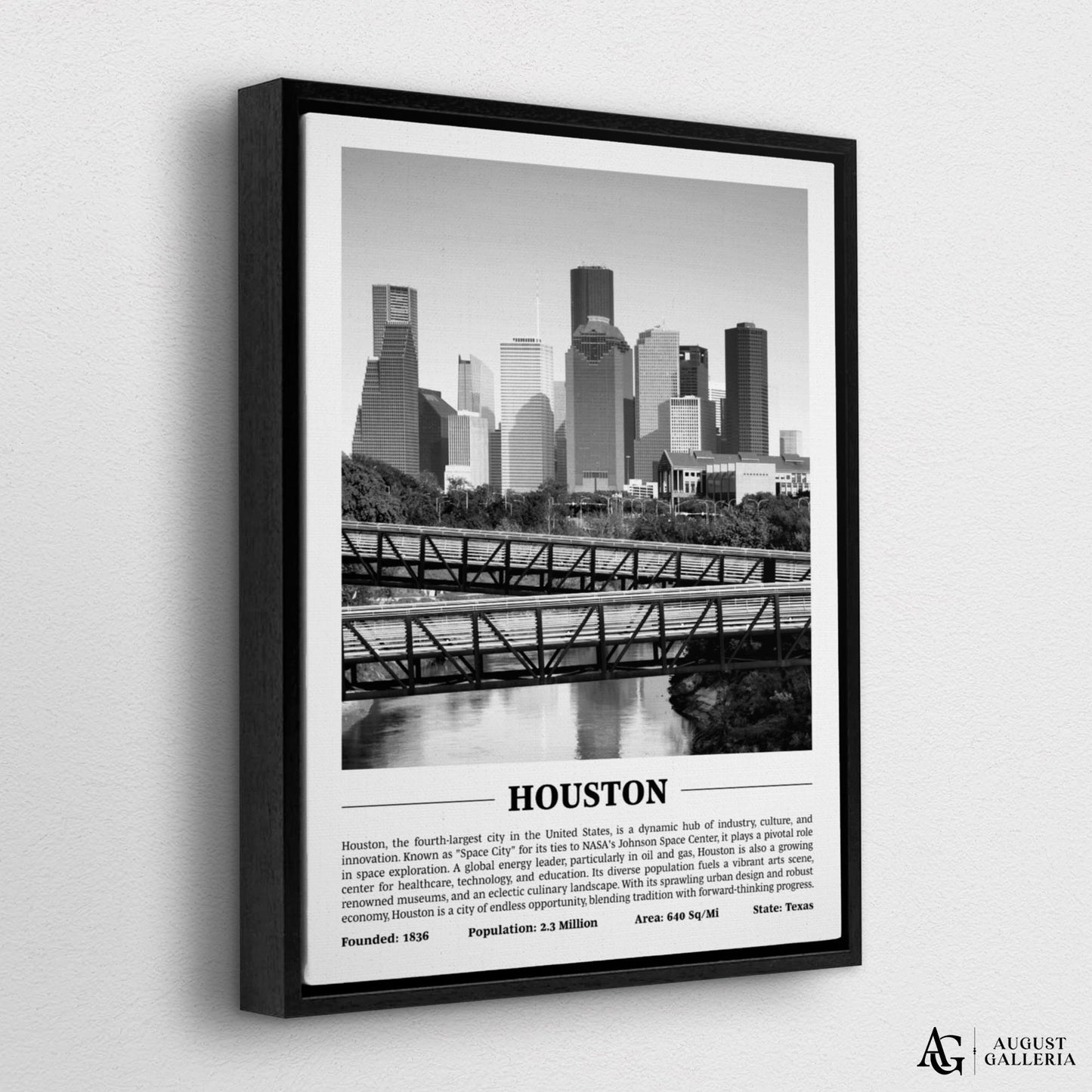 Houston Black & White City Print