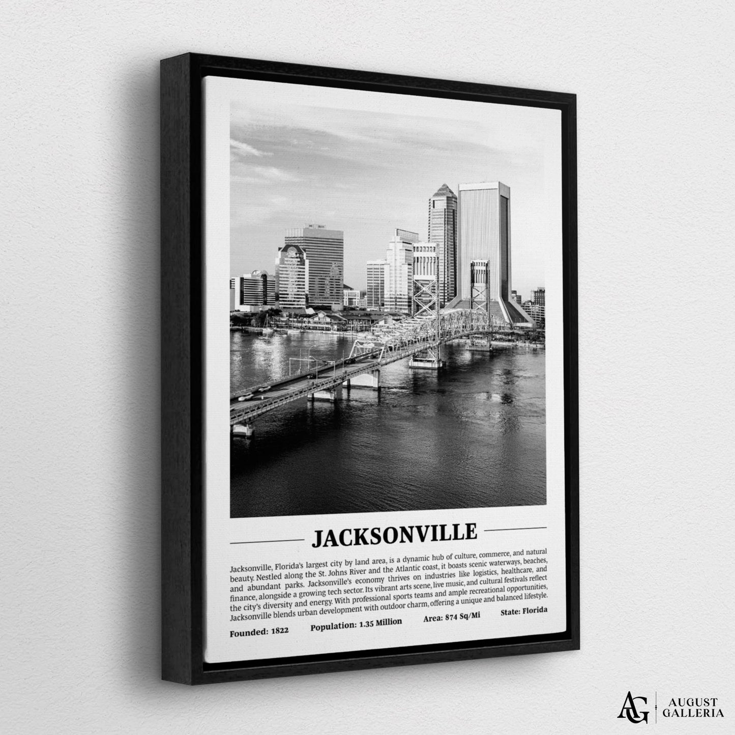 Jacksonville Black & White City Print