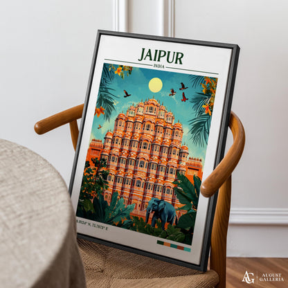 Jaipur India Retro Travel Print