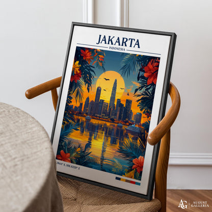 Jakarta Indonesia Retro Travel Print