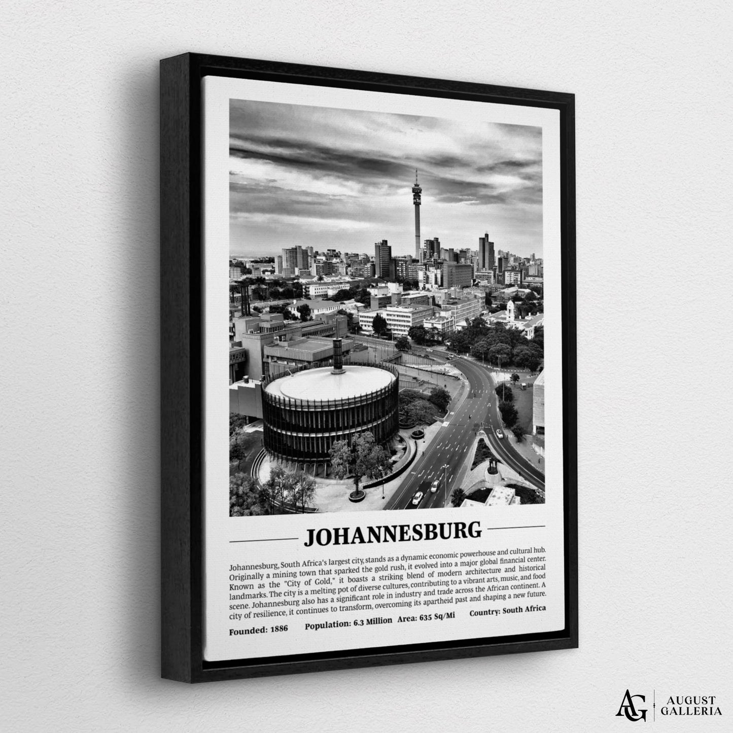 Johannesburg Black & White City Print