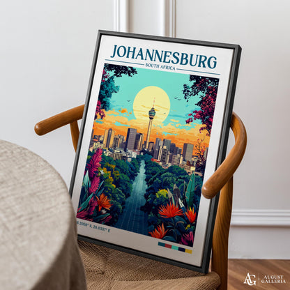 Johannesburg South Africa Retro Travel Print
