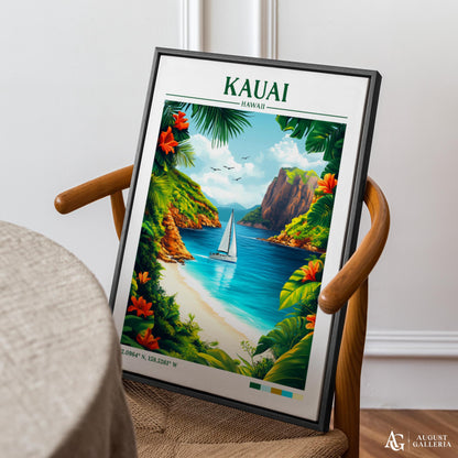 Kauai Hawaii Retro Travel Print