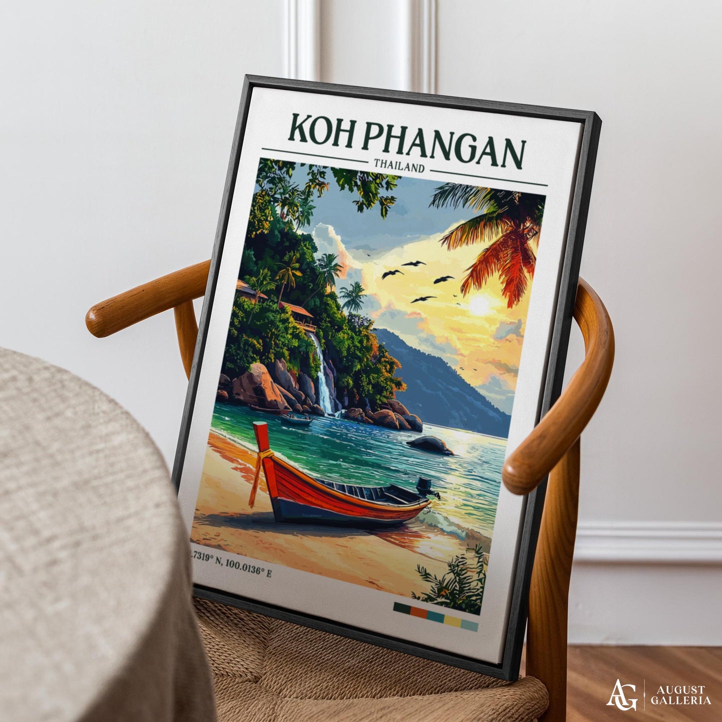 Koh Phangan Thailand Retro Travel Print