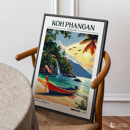 Koh Phangan Thailand Retro Travel Print