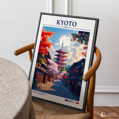 Kyoto Japan Retro Travel Print