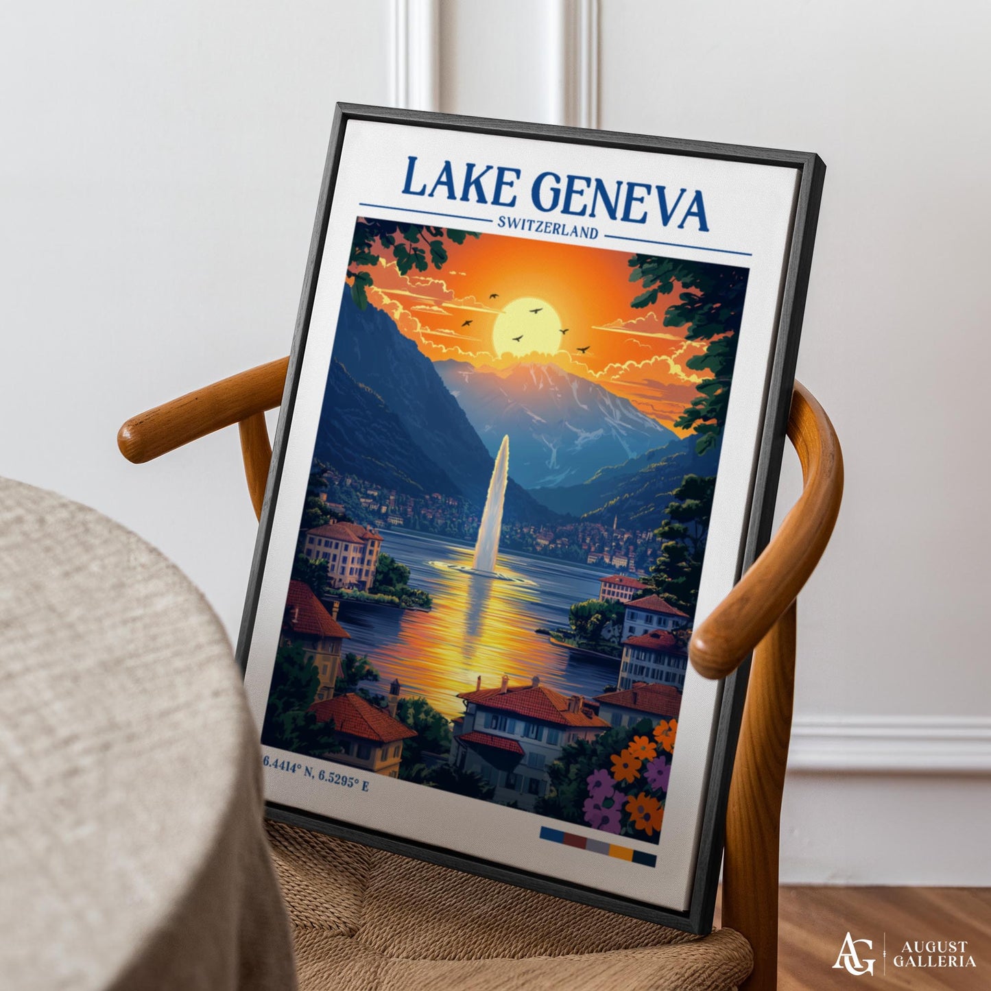 Lake Geneva Retro Travel Print