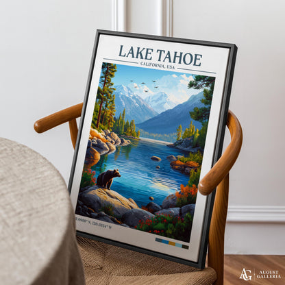 Lake Tahoe Retro Travel Print