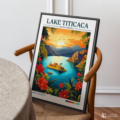 Lake Titicaca Retro Travel Print