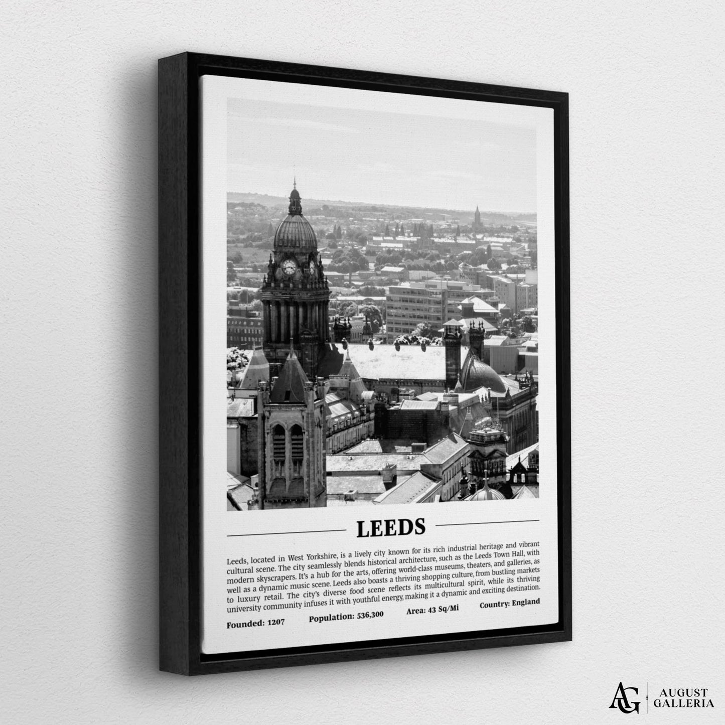 Leeds Black & White City Print