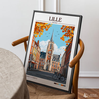Lille France Retro Travel Print