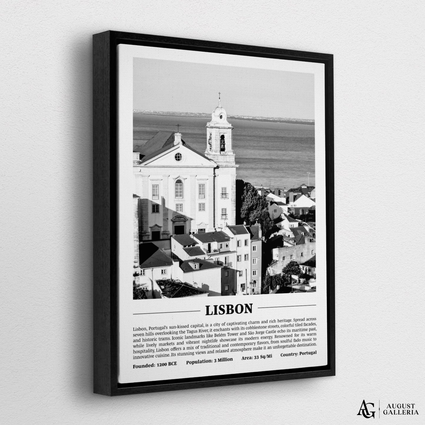 Lisbon Black & White City Print