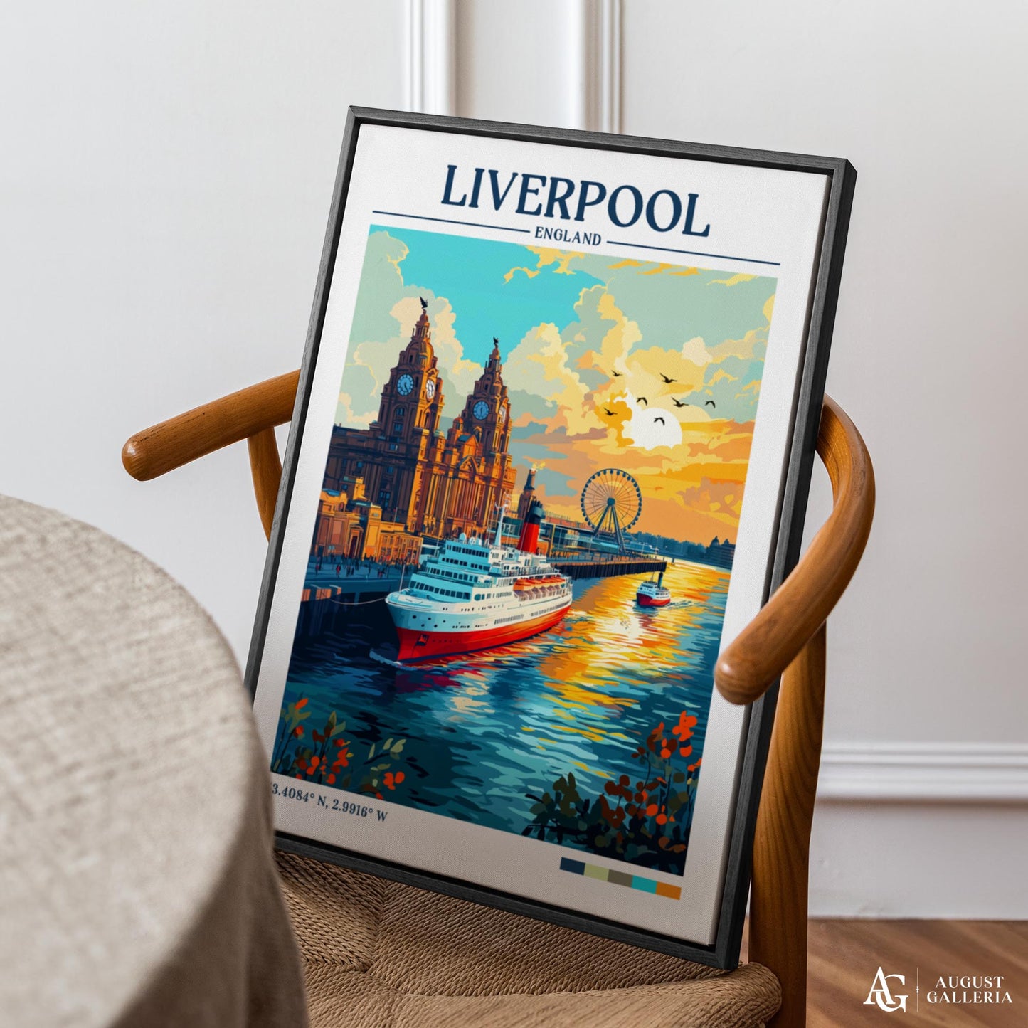 Liverpool England Retro Travel Print