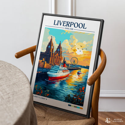 Liverpool England Retro Travel Print