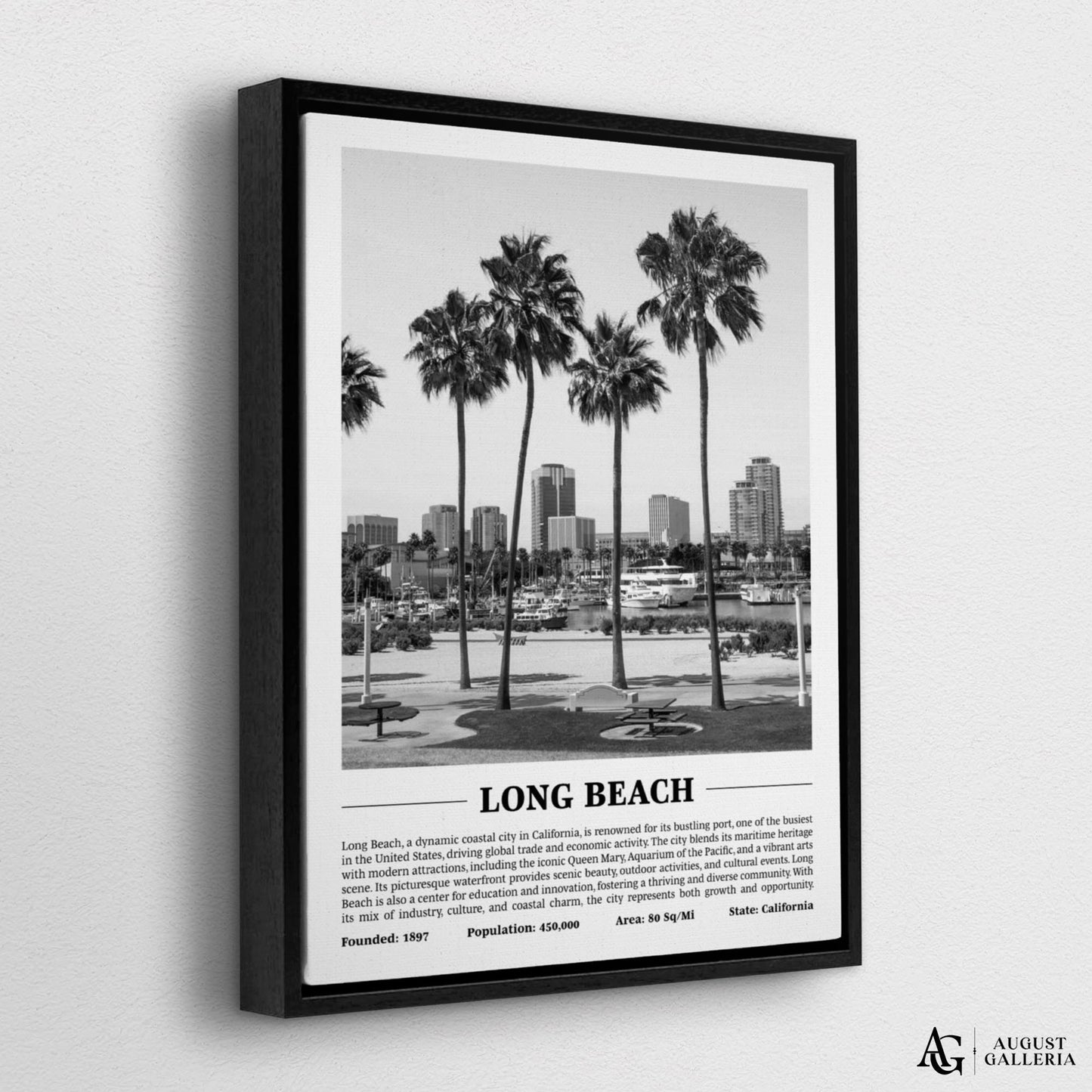 Long Beach Black & White City Print