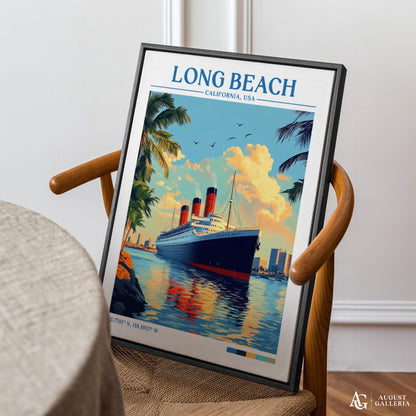 Long Beach California Retro Travel Print