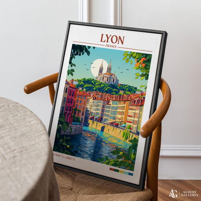 Lyon France Retro Travel Print