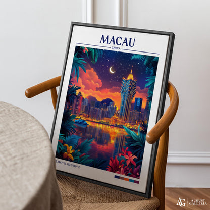 Macau China Retro Travel Print