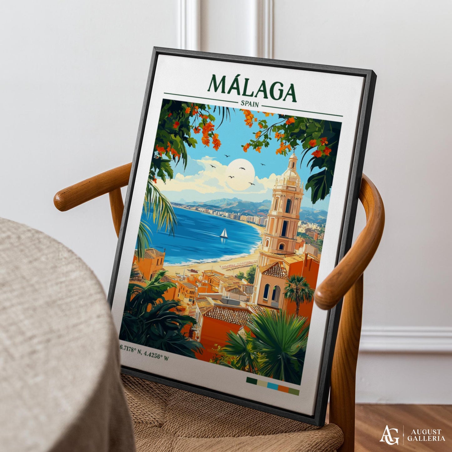 Málaga Spain Retro Travel Print