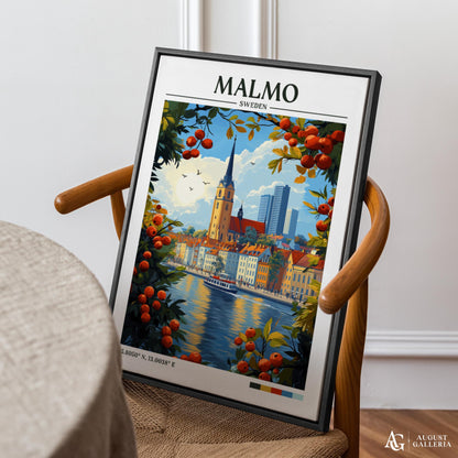 Malmö Sweden Retro Travel Print