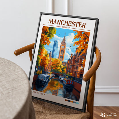 Manchester England Retro Travel Print
