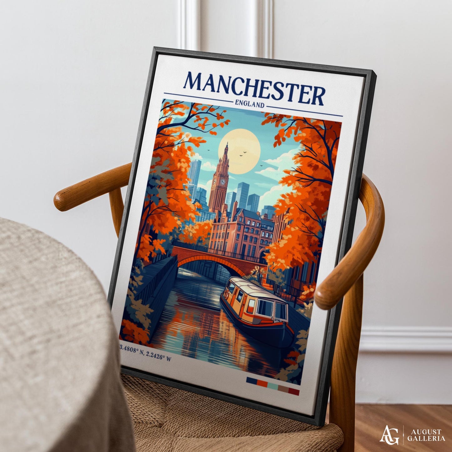 Manchester England Retro Travel Print