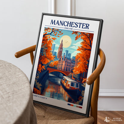 Manchester England Retro Travel Print