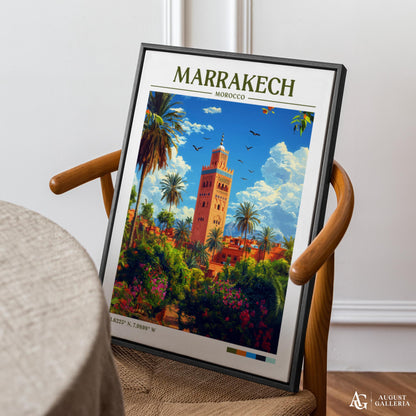 Marrakech Morocco Retro Travel Print