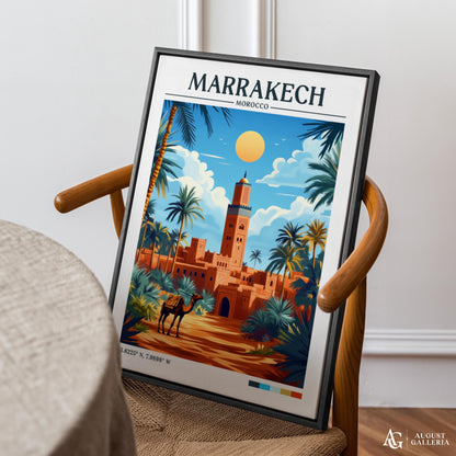Marrakech Morocco Retro Travel Print