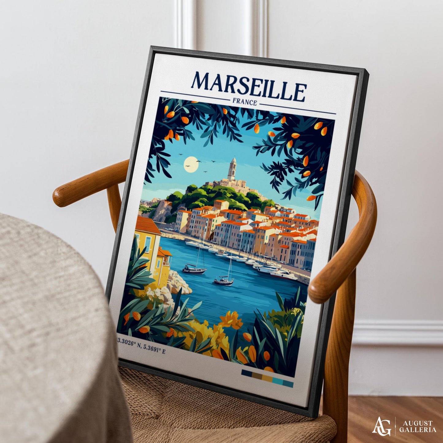 Marseille France Retro Travel Print