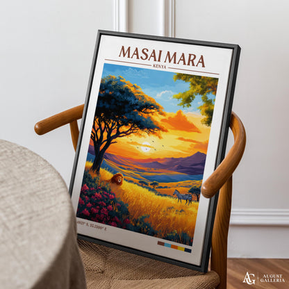 Masai Mara Retro Travel Print