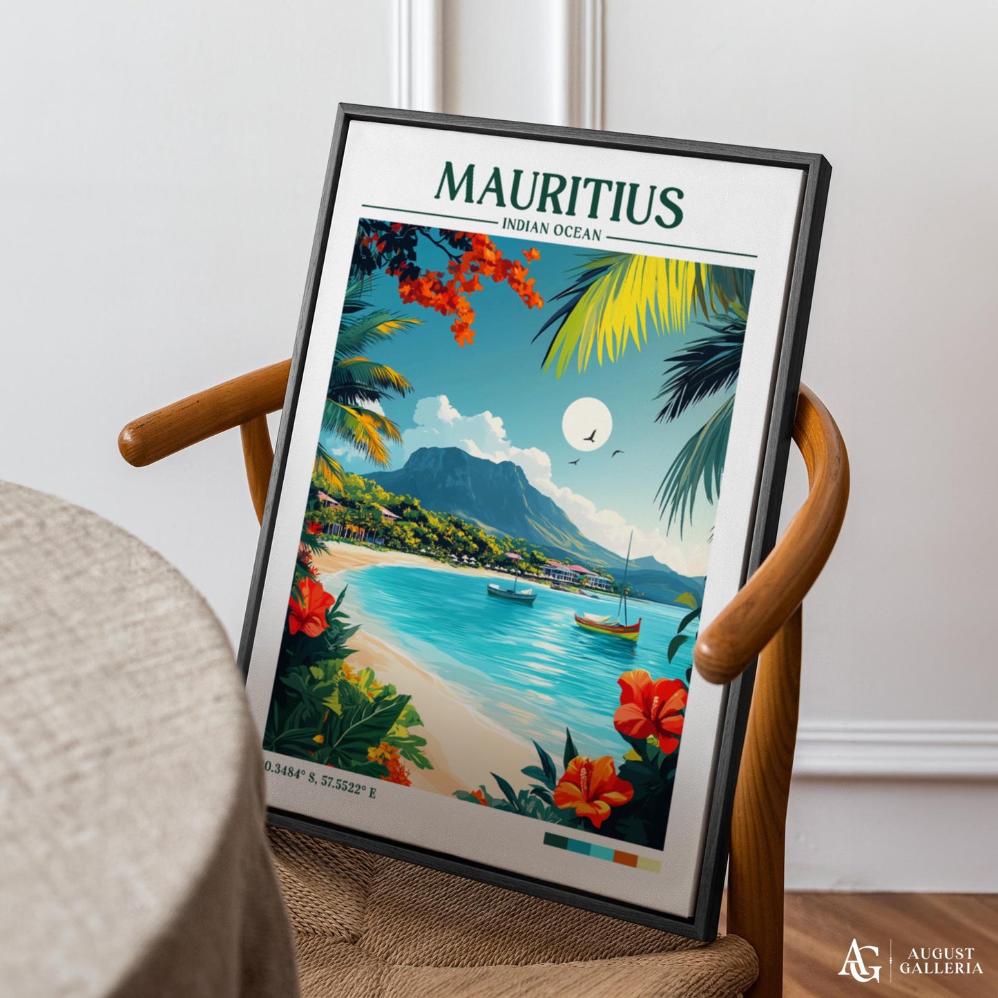 Mauritius Retro Travel Print