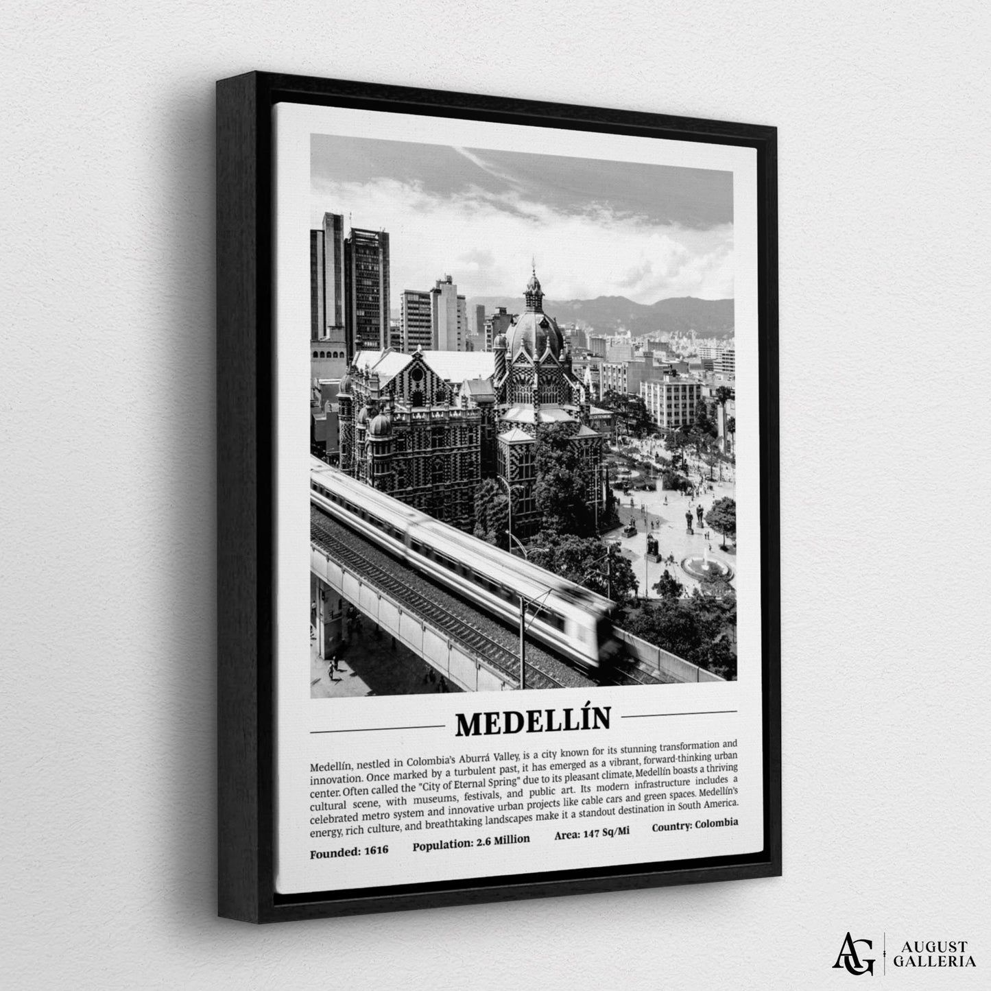 Medellín Black & White City Print