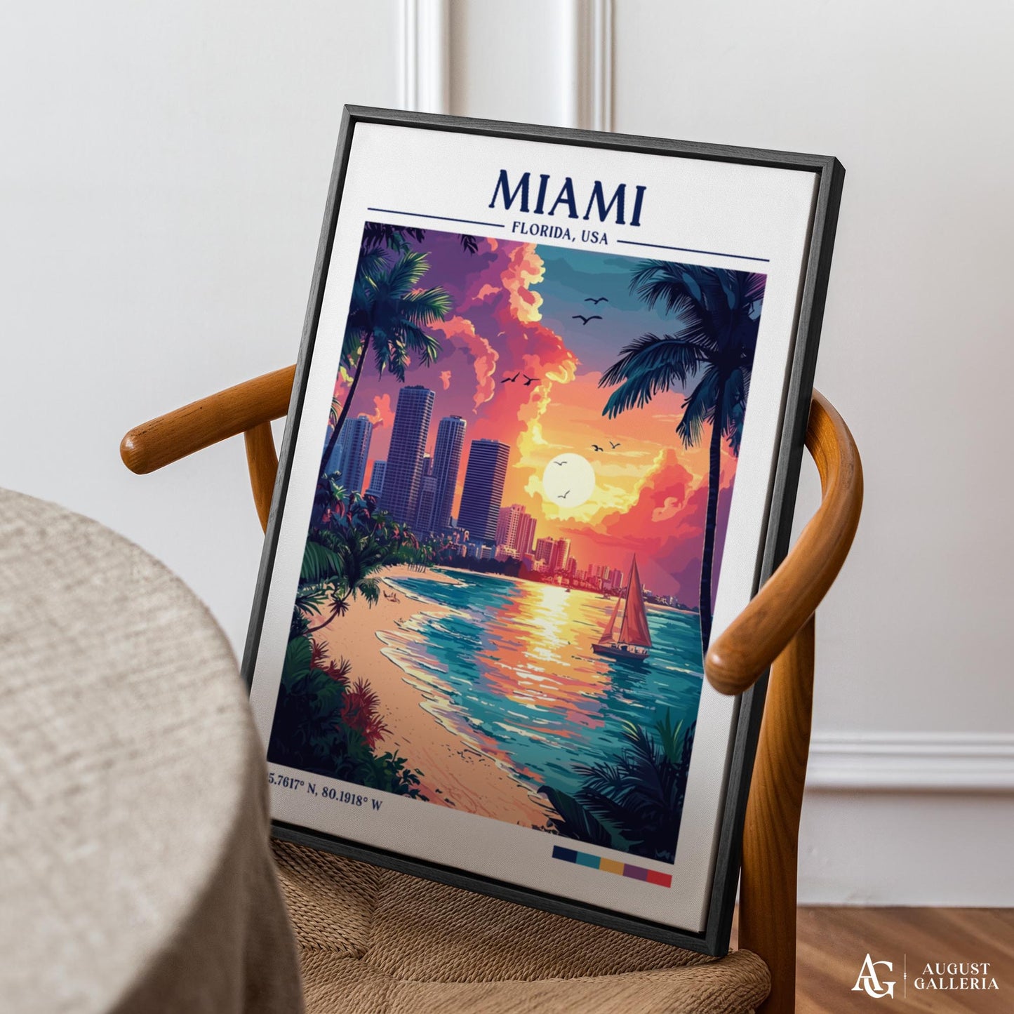 Miami Florida Retro Travel Print