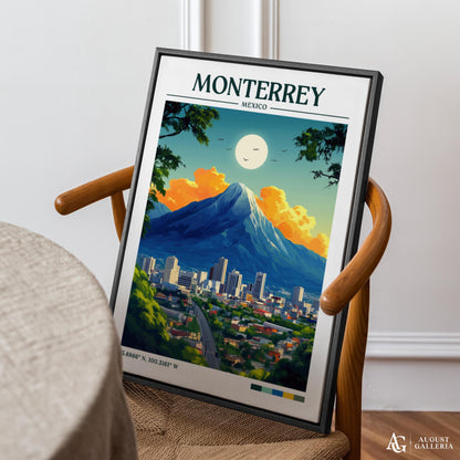 Monterrey Mexico Retro Travel Print