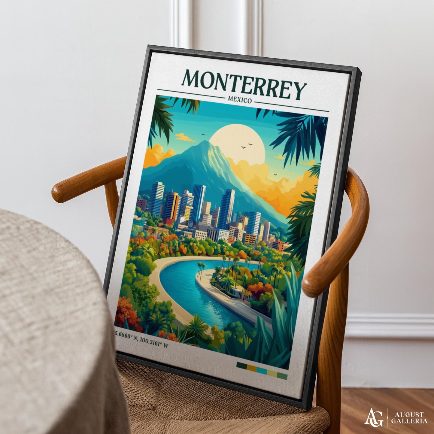 Monterrey Mexico Retro Travel Print