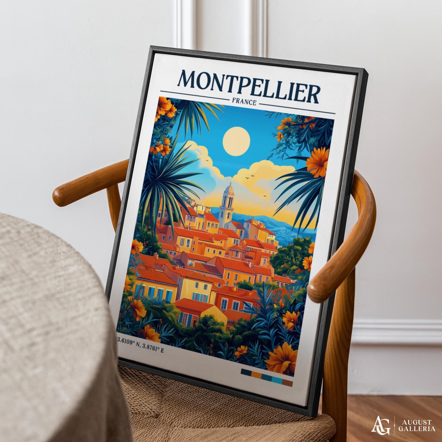 Montpellier France Retro Travel Print