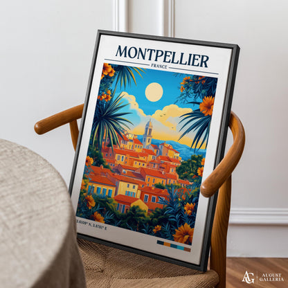 Montpellier France Retro Travel Print
