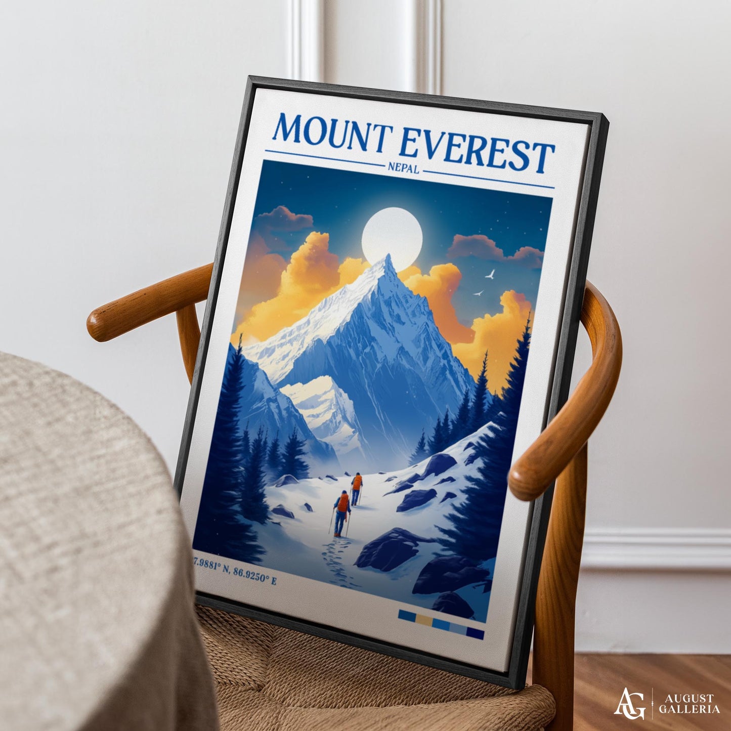 Mount Everest Retro Travel Print