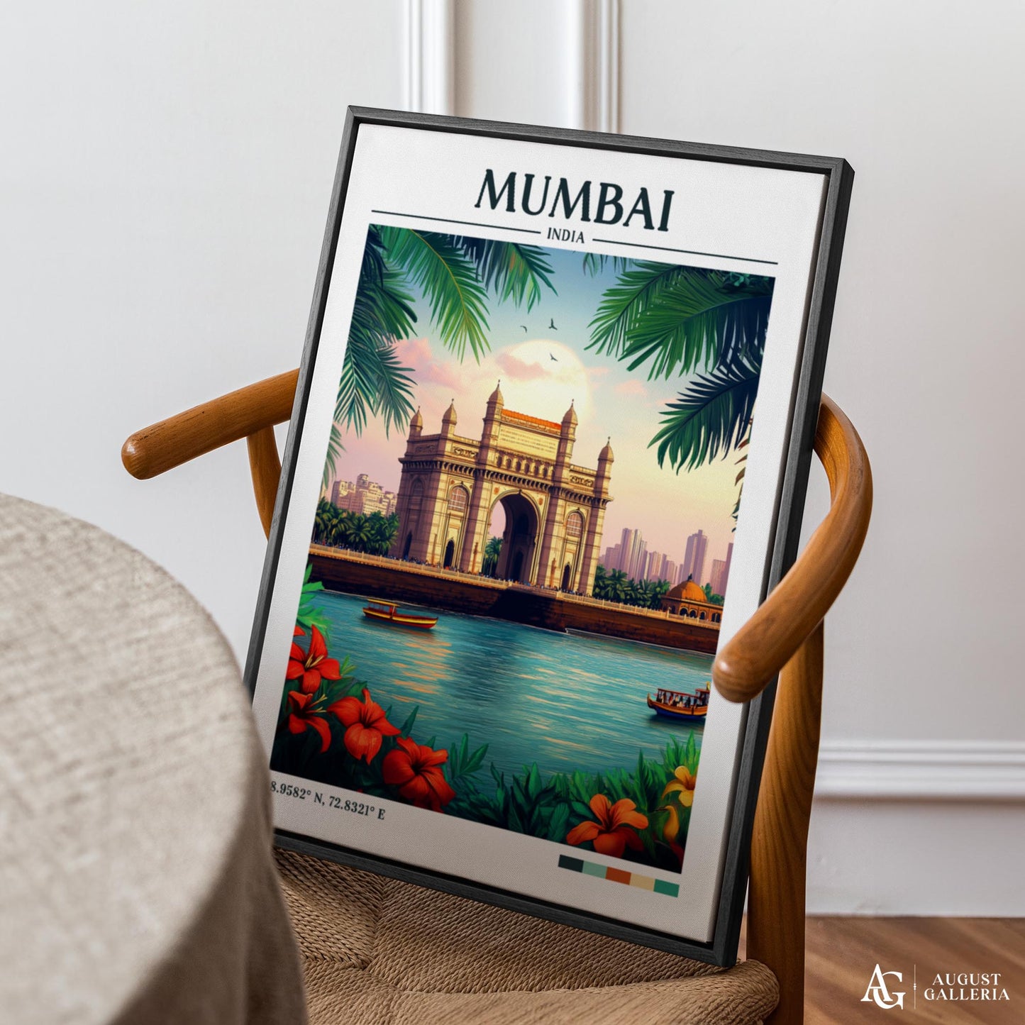 Mumbai India Retro Travel Print