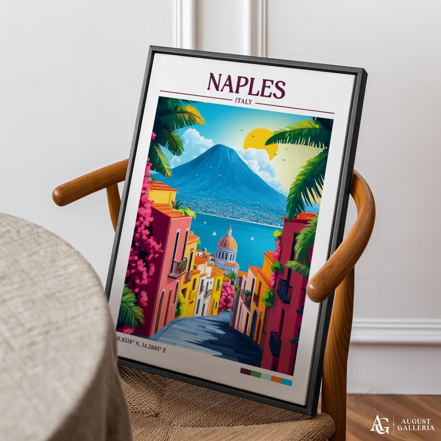 Naples Italy Retro Travel Print