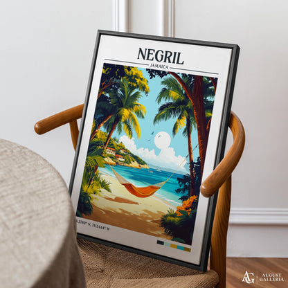 Negril Jamaica Retro Travel Print