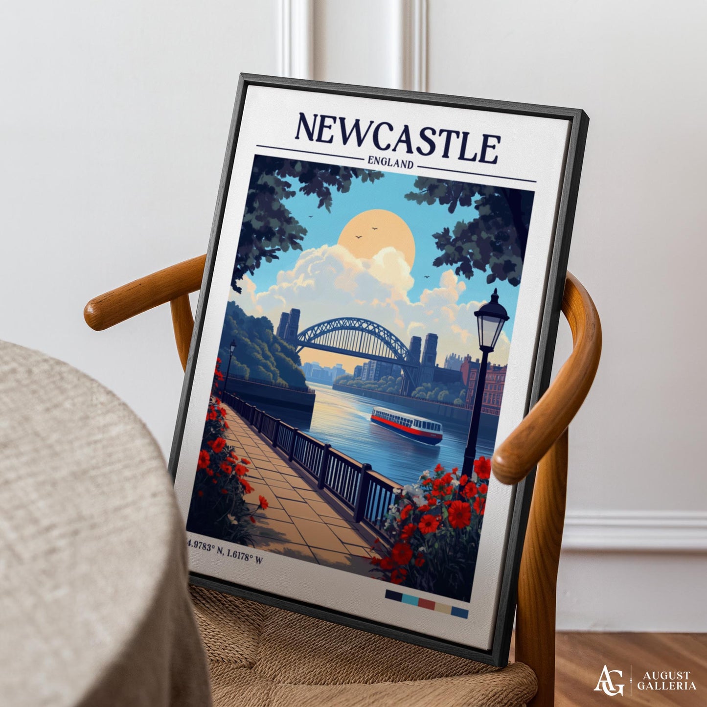 Newcastle England Retro Travel Print