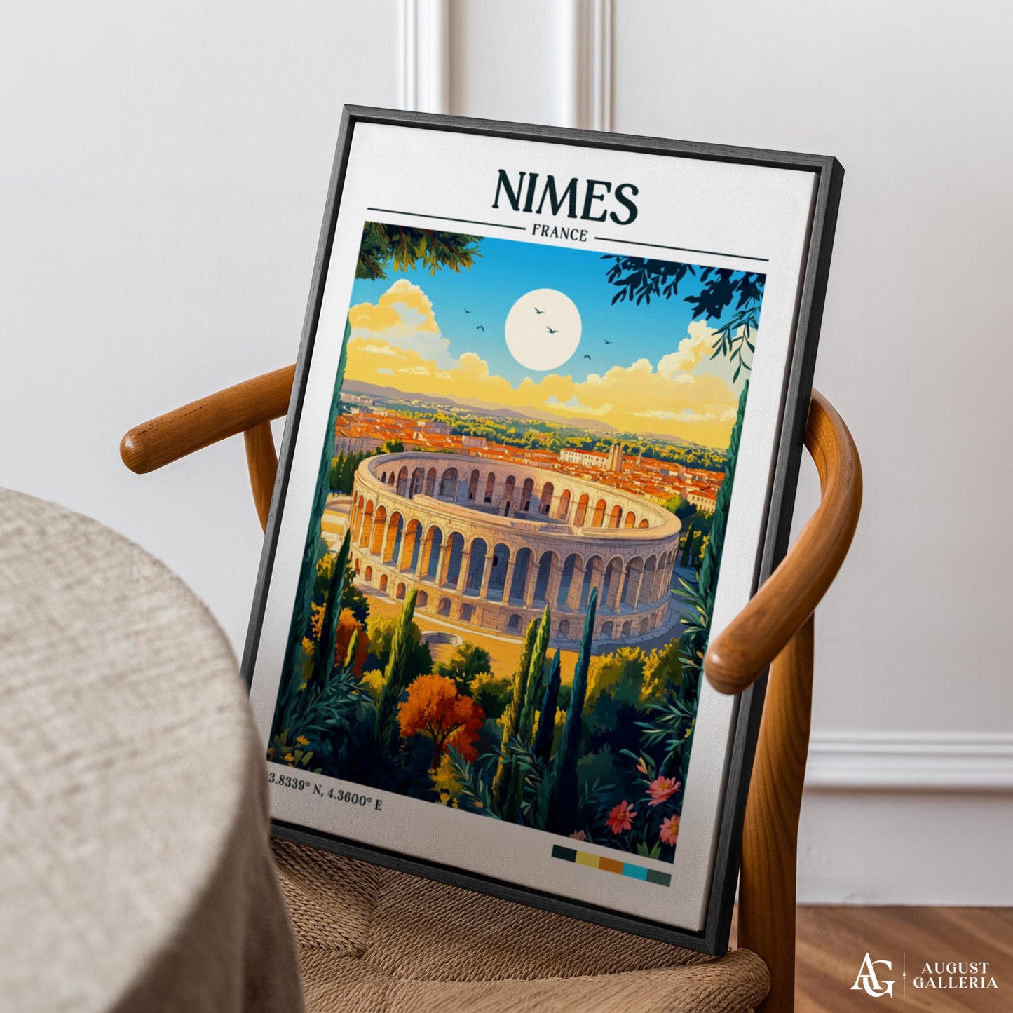 Nîmes France Retro Travel Print