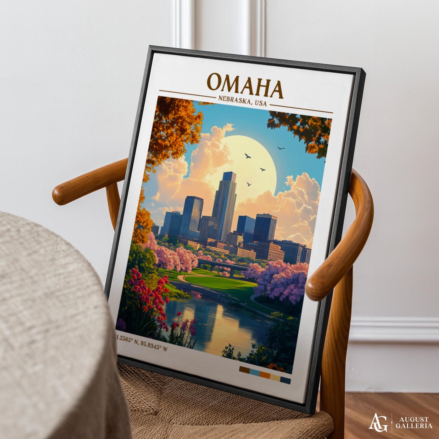 Omaha Nebraska Retro Travel Print