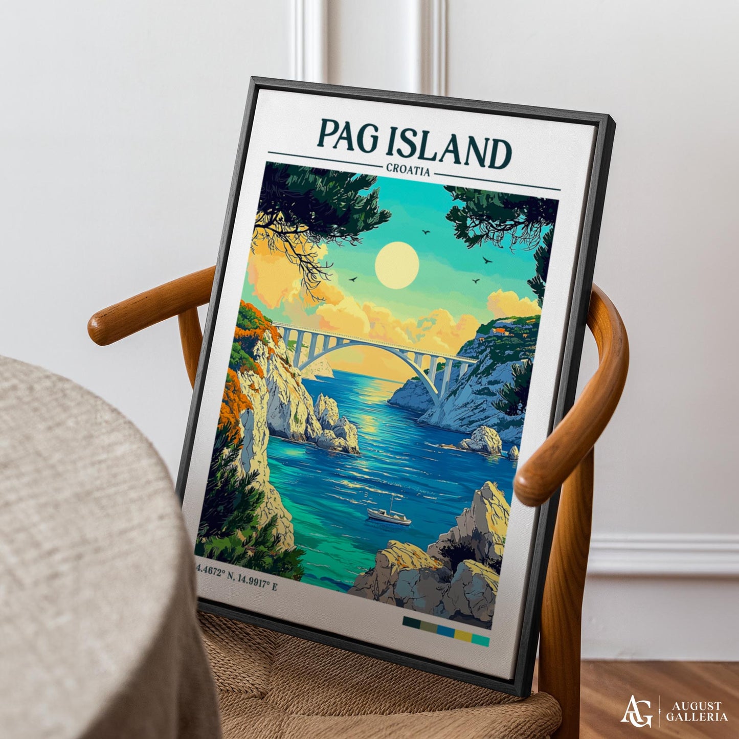 Pag Island Retro Travel Print