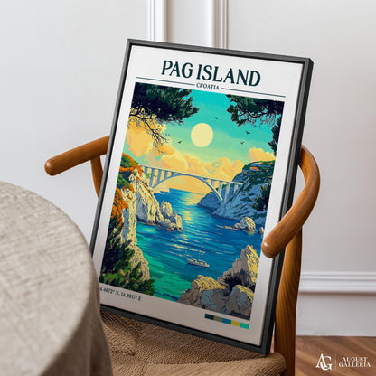 Pag Island Retro Travel Print