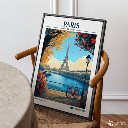 Paris France Retro Travel Print