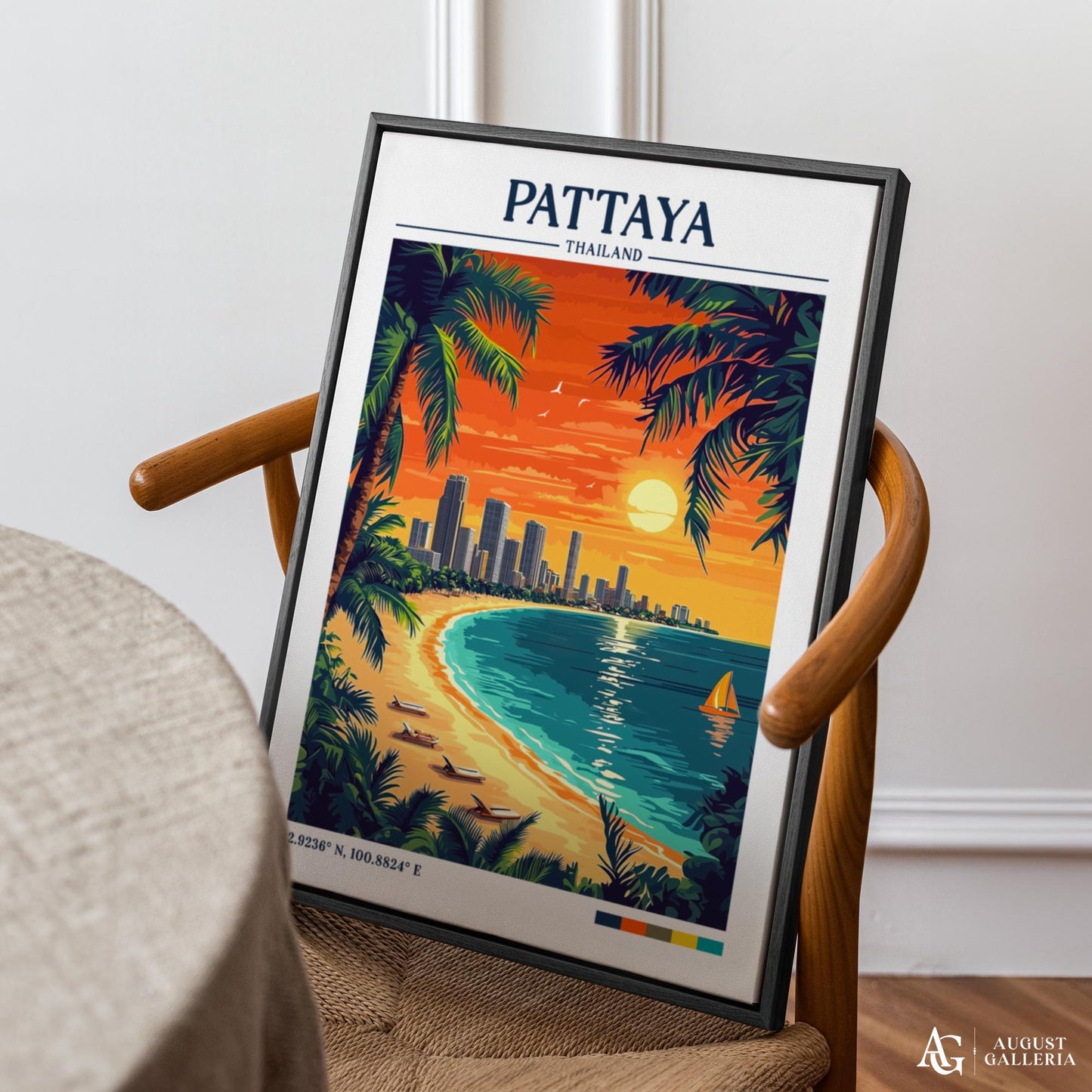 Pattaya Thailand Retro Travel Print