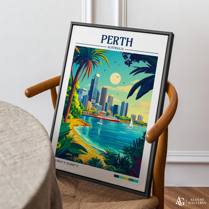 Perth Australia Retro Travel Print